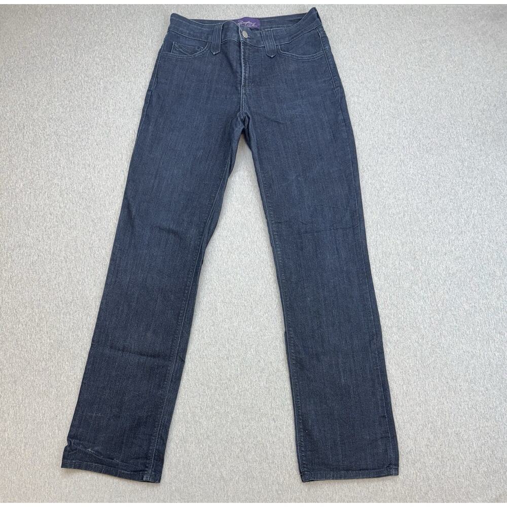 NYDJ Jeans Womens 6 Blue Cotton Blend Stretch Dark Wash Straight Made USA